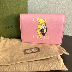 Gucci Kawaii Graphic Pink Leather Wallet | Box & Dust Bag